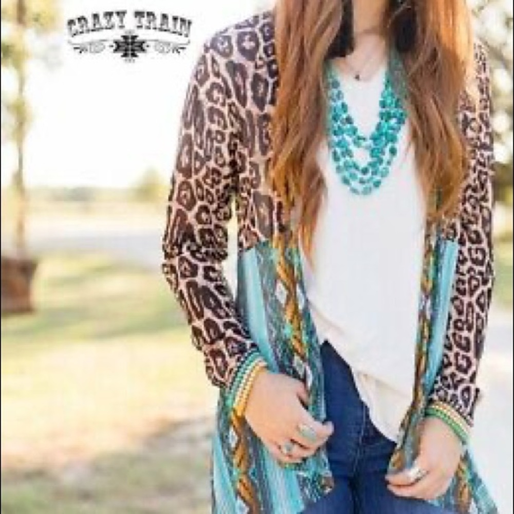 Caruso Creek Cardigan with Leopard and Aztec